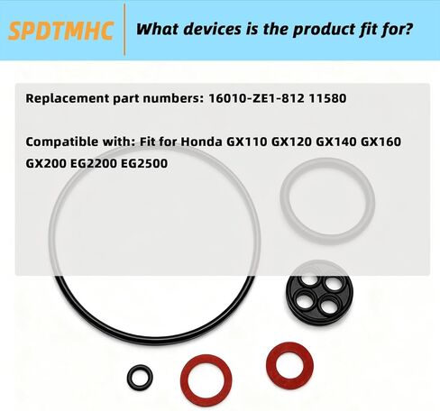 16010-ZE1-812 Carburetor Bowl Gasket Kit Fit for Honda GX160 GX110 GX120 GX140 GX200 EG2200 EG2500 Replacement Part 11580 16010ZE1812 (Pack of 2) in Kuwait