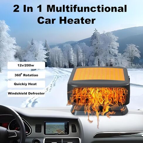 12V Car Heater,200W Fast Heating Windshield Defroster Portable Car Heater that Plugs into Cigarette Lighter,360° Rotatable Car Heaters for Vehicle,Jeep,RV,SUV (Orange) in Saudi Arabia