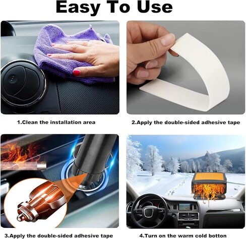 12V Car Heater,200W Fast Heating Windshield Defroster Portable Car Heater that Plugs into Cigarette Lighter,360° Rotatable Car Heaters for Vehicle,Jeep,RV,SUV (Orange) in Saudi Arabia
