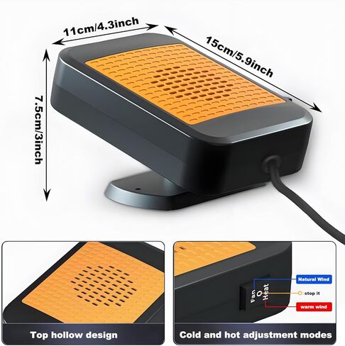 12V Car Heater,200W Fast Heating Windshield Defroster Portable Car Heater that Plugs into Cigarette Lighter,360° Rotatable Car Heaters for Vehicle,Jeep,RV,SUV (Orange) in Saudi Arabia