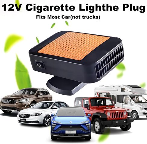 12V Car Heater,200W Fast Heating Windshield Defroster Portable Car Heater that Plugs into Cigarette Lighter,360° Rotatable Car Heaters for Vehicle,Jeep,RV,SUV (Orange) in Saudi Arabia