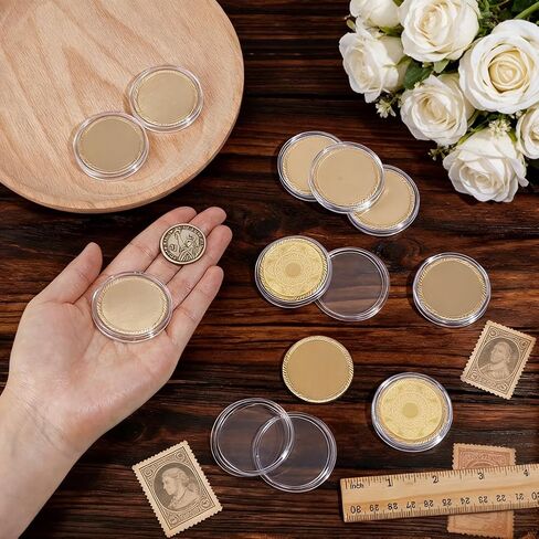 BENECREAT 10 Pcs Brass Blank Challenge Coin, 40 mm Unfinished Challenge Coin Blanks, Laser Engraving Blanks with Acrylic Protection Box for DIY Crafts Engraving Travel Commemorative Collection in Kuwait