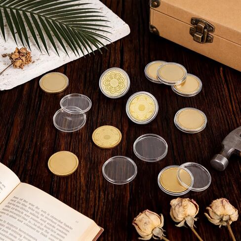 BENECREAT 10 Pcs Brass Blank Challenge Coin, 40 mm Unfinished Challenge Coin Blanks, Laser Engraving Blanks with Acrylic Protection Box for DIY Crafts Engraving Travel Commemorative Collection in Kuwait