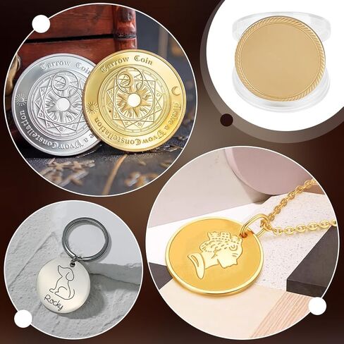 BENECREAT 10 Pcs Brass Blank Challenge Coin, 40 mm Unfinished Challenge Coin Blanks, Laser Engraving Blanks with Acrylic Protection Box for DIY Crafts Engraving Travel Commemorative Collection in Kuwait