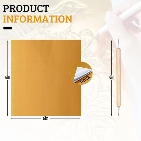 100 Sheets Aluminum Metal Crafts DIY Foil, 6 Inch x 6 Inch x 0.07 mm Thick, Durable Foil Sheets, Suitable for Craft Making, DIY, Painting, Carving, Embossing and Mounting Art Project (Gold) in Kuwait