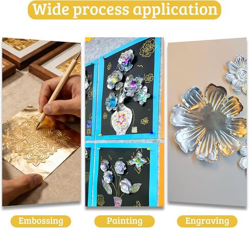 100 Sheets Aluminum Metal Crafts DIY Foil, 6 Inch x 6 Inch x 0.07 mm Thick, Durable Foil Sheets, Suitable for Craft Making, DIY, Painting, Carving, Embossing and Mounting Art Project (Gold) in Kuwait