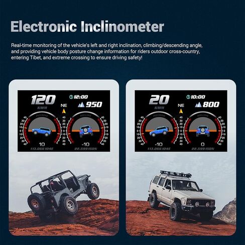 F11 OBD2 + GPS Dual 2-in-1 Smart Car Gauge with Incline Meter, Head-Up Display for Turbo Pressure, Oil Temp, Fuel Consumption, 4" HD Touch Screen Performance Monitor for All Vehicles in Kuwait
