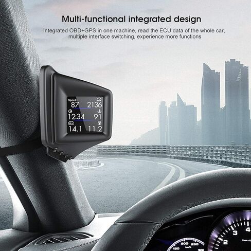 Yunseity OBD2 GPS Smart Gauge, 8 Display Modes with 270 Degree Rotatable Screen, Dual Installation A Pillar Center Console, Pressure PSI KPa Bar Units, for All Car in Kuwait
