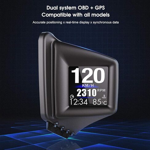Yunseity OBD2 GPS Smart Gauge, 8 Display Modes with 270 Degree Rotatable Screen, Dual Installation A Pillar Center Console, Pressure PSI KPa Bar Units, for All Car in Kuwait