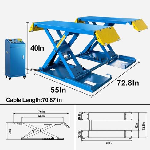 8000 LBS Portable Car Lift with Electric Unlock, 40" Max Lift Height Heavy-Duty Hydraulic Vehicle Lift, Rolling Garage Auto Lift for SUVs, Trucks & Light Duty Vehicles, 110V in Kuwait