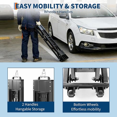 GarveeTech Portable Car Lift 5000 LBS Capacity, Low Profile Hydraulic Quick Jack with Extension Plates & Wheels, Quick Jack Car Lift with Dual Safety Lock for Home Garage Vehicle Maintenance in Kuwait