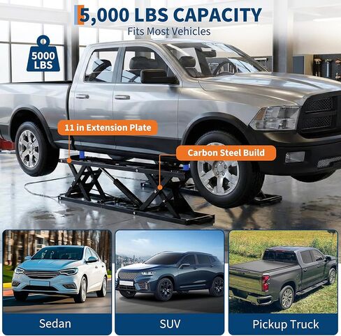 GarveeTech Portable Car Lift 5000 LBS Capacity, Low Profile Hydraulic Quick Jack with Extension Plates & Wheels, Quick Jack Car Lift with Dual Safety Lock for Home Garage Vehicle Maintenance in Kuwait