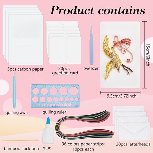 WEBEEDY DIY اللف بطاقات المعايدة مجموعات أدوات اللف الورقية 5 أنماط عيد ميلاد سعيد الذكرى السنوية الدب موضوع بطاقات تأكيد الميلاد مع 20 جهاز كمبيوتر شخصى بطاقات فارغة، 36 شرائط الألوان للكشف عن الجنس in Kuwait