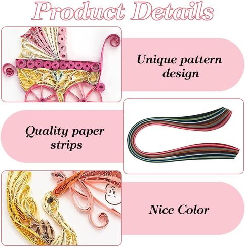 WEBEEDY DIY اللف بطاقات المعايدة مجموعات أدوات اللف الورقية 5 أنماط عيد ميلاد سعيد الذكرى السنوية الدب موضوع بطاقات تأكيد الميلاد مع 20 جهاز كمبيوتر شخصى بطاقات فارغة، 36 شرائط الألوان للكشف عن الجنس in Kuwait