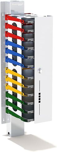 PowerGistics CORE12 USB Charging Cart Station for Chromebooks and Tablets, Charger Includes USB A to C Cables, 12 Shelves, Locking Door, Made in USA in Kuwait