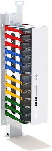 PowerGistics CORE12 USB Charging Cart Station for Chromebooks and Tablets, Charger Includes USB A to C Cables, 12 Shelves, Locking Door, Made in USA in Kuwait