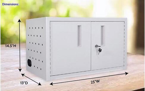Luxor Steel 16 Tablet Wall/Desk Charging Box with Lockable Door, Padded Interior and Rubber-Coated Dividers - Ideal for Office, Classroom and More in Kuwait