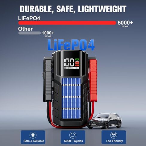 VTOMAN VL7 6000A Jump Starter تمت ترقيته ببطارية LiFePO4، معزز بطارية السيارة المحمولة بقدرة 24000 مللي أمبير في الساعة (جميع الغاز/10 لتر ديزل)، حزمة طاقة صندوق القفز 12 فولت مع مخرج USB-A، النوع C وDC، ضوء LED، حقيبة EVA in Kuwait