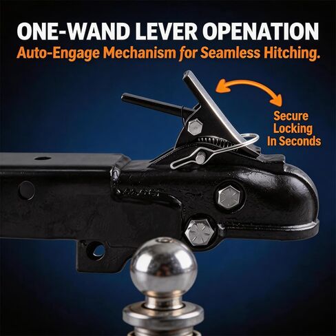 NBJINGYI Straight Tongue Trailer Coupler, 2-5/16" Ball, 15,000 lbs MGTW, Fits 3" Channel, Auto-Engage Latch with Black E-Coat Finish, Cast Steel Hitch for Boat, RV and Utility Trailers in Kuwait