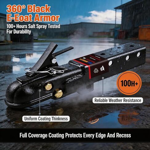 NBJINGYI Straight Tongue Trailer Coupler, 2-5/16" Ball, 15,000 lbs MGTW, Fits 3" Channel, Auto-Engage Latch with Black E-Coat Finish, Cast Steel Hitch for Boat, RV and Utility Trailers in Kuwait