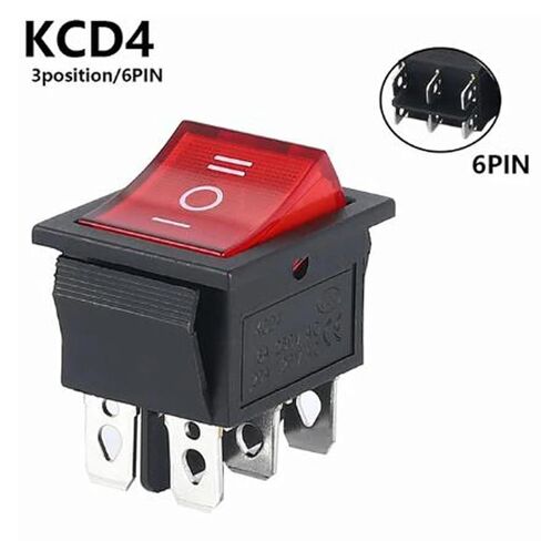 مفتاح الروك KCD4، مفتاح الطاقة ذو 3 مواضع مع الضوء، 16 أمبير 250 فولت تيار متردد 20 أمبير 125 فولت تيار متردد، 4 دبوس 6 دبوس زر ضغط الإدخال/الإخراج، أحمر أخضر مضاء، بلاستيك in Kuwait