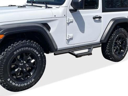 Tuxtreme الفولاذ المقاوم للصدأ أنابيب Nerf Bars Drop Steps Rock Guards متوافق مع Jeep Wrangler JL 2Dr 18-26 in Kuwait