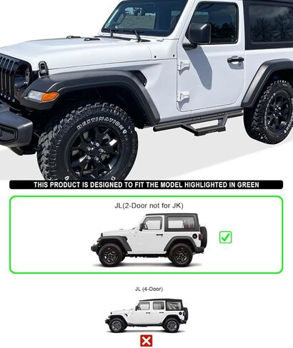 Tuxtreme الفولاذ المقاوم للصدأ أنابيب Nerf Bars Drop Steps Rock Guards متوافق مع Jeep Wrangler JL 2Dr 18-26 in Kuwait