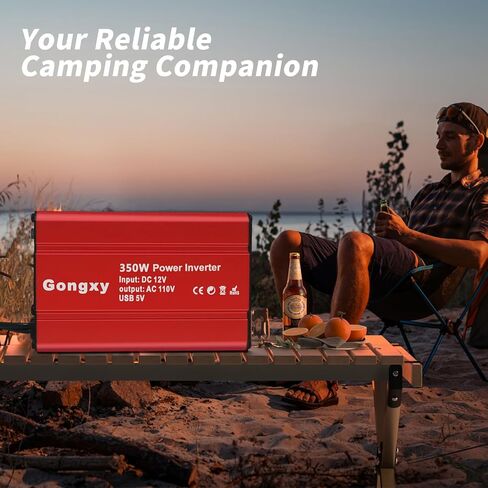 Car Power Inverters 350W Inverter - 12v DC to 110v AC Converter with AC Outlets USB Type-c Port,Car Power Converter for Truck/Home/Vehicles/Laptop Trip (Red, 350W) in Kuwait