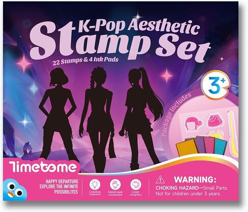 مجموعة طوابع K-Pop الجمالية للأطفال، طوابع تلبيس قابلة للتبديل مع 22 تصميمًا، لعبة فنية إبداعية DIY، حبر قابل للغسل، لعب الأدوار واللعب على الموضة، هدية عيد ميلاد للفتيات والفتيان الذين تتراوح أعمارهم بين 3 و12 عامًا in Kuwait