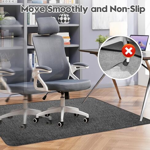 Sycoodeal Office Chair Mat for Hardwood & Tile Floor, 36" x 48" Heavy Duty Computer Gaming Chair Mat for Rolling Chairs Non-Curve, Anti-Slip, Floor Protector for Home Office (Black) in Kuwait