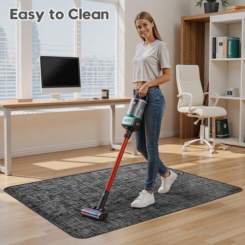 Sycoodeal Office Chair Mat for Hardwood & Tile Floor, 36" x 48" Heavy Duty Computer Gaming Chair Mat for Rolling Chairs Non-Curve, Anti-Slip, Floor Protector for Home Office (Black) in Kuwait