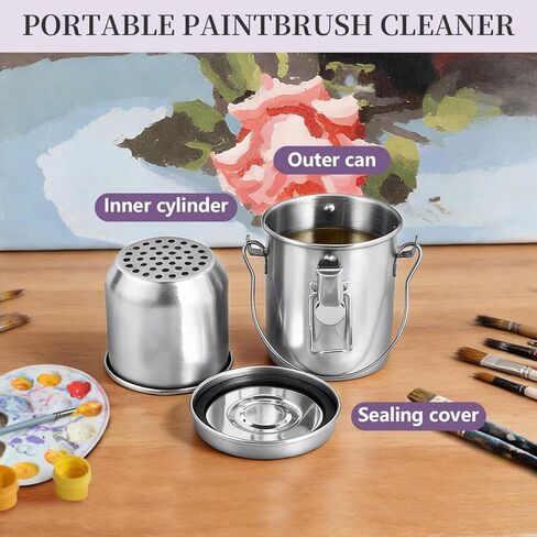 SenseYo Oil Paint Brush Cleaner Washer, Portable Airtight Brush Holder for Painting, 10 oz in Kuwait