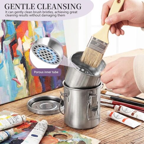 SenseYo Oil Paint Brush Cleaner Washer, Portable Airtight Brush Holder for Painting, 10 oz in Kuwait