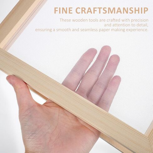DECHOUS Paper Making Frame - 3 Sizes Papermaking Kit Wooden DIY Paper Craft Screen Mould and Deckle with 3 Mesh, 3 Absorbent Sheet for Kids Adults Homeschool Art Projects, A4 A5 A6 in Kuwait
