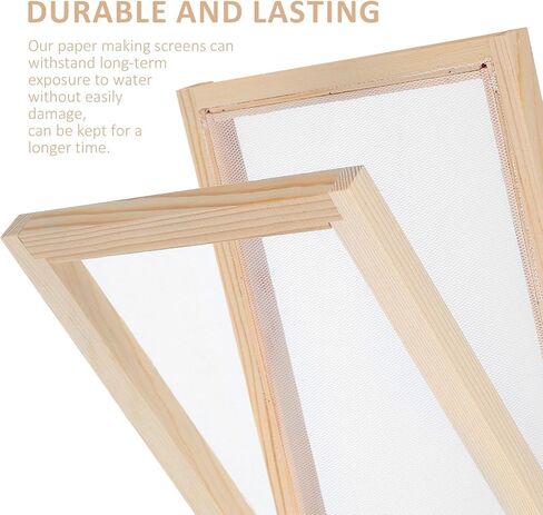 DECHOUS Paper Making Frame - 3 Sizes Papermaking Kit Wooden DIY Paper Craft Screen Mould and Deckle with 3 Mesh, 3 Absorbent Sheet for Kids Adults Homeschool Art Projects, A4 A5 A6 in Kuwait