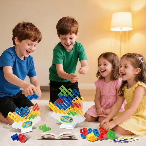 72Pcs Tetris Style Stack Game for Kids & Adults w/66 Challenge Cards, STEM Building Toy w/ Balance Tower Game Giant for Family&Party, Balance Stacking Blocks Large for 2-4 Player+ for Kids 8-12&Adults in Kuwait