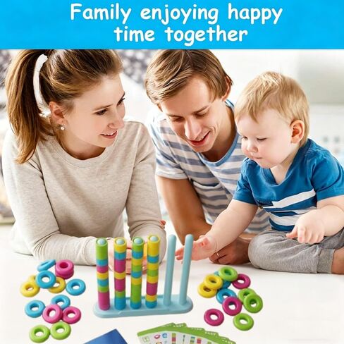 Giant Color Matching Challenge Game – Fast Pattern Ring Stacking Puzzle with 50 Cards, Hand-Eye Coordination Training for Summer Parties & Family Game Night for 2-4 Players in Kuwait