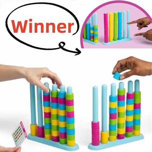 Giant Color Matching Challenge Game – Fast Pattern Ring Stacking Puzzle with 50 Cards, Hand-Eye Coordination Training for Summer Parties & Family Game Night for 2-4 Players in Kuwait