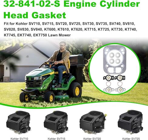 JIOTAR 2 Pack 32 841 02-S Engine Cylinder Head Gaskets Kit Compatible with Kohler Lawn Mower, 32 841 02S 3284102S Engine Gasket Kit Replaces Kohler KT725 Kt600 SV710 SV715 44S977 EKT740 in Kuwait