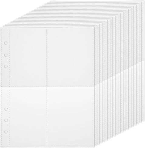 20 Sheets Clear Binder Sleeves Double Sided 4 Pocket Card Sleeves Binder Pages, Top Loading Plastic Protector Sheets for 6 Ring A5 Binders, Photo Card Sticker Seed Packet Organizer in Kuwait