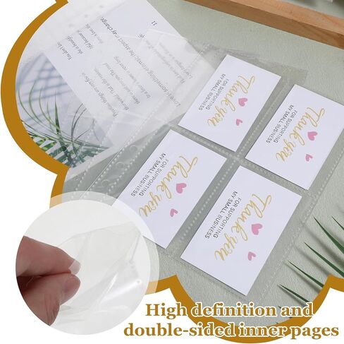 20 Sheets Clear Binder Sleeves Double Sided 4 Pocket Card Sleeves Binder Pages, Top Loading Plastic Protector Sheets for 6 Ring A5 Binders, Photo Card Sticker Seed Packet Organizer in Kuwait