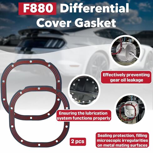 عبوتان - حشية غطاء تفاضلي F880 متوافقة مع المحور الخلفي Ford Mustang 8.8" 1986-2014 - مطلي بالمطاط الأساسي، قابل لإعادة الاستخدام، لا حاجة إلى مانع للتسرب in Kuwait
