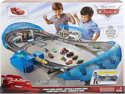 Mattel Disney Pixar Cars Ultimate Florida Speedway Track Set with Lightning McQueen Car and Motorized Booster, 5 Feet Long, Toy Gift for Kids in Kuwait
