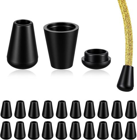 50PCS Plastic Paracord Cord Ends Caps, Black Cord Bell Stopper with Lid Lock for Drawstrings Clothes Shoelace Sweatpants Backpack, Bell End Stoppers Replacement in Kuwait
