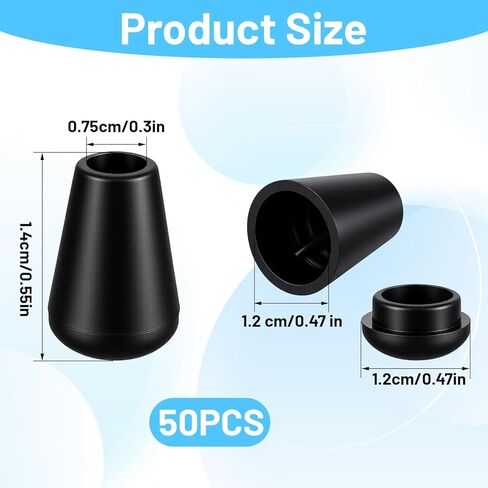 50PCS Plastic Paracord Cord Ends Caps, Black Cord Bell Stopper with Lid Lock for Drawstrings Clothes Shoelace Sweatpants Backpack, Bell End Stoppers Replacement in Kuwait