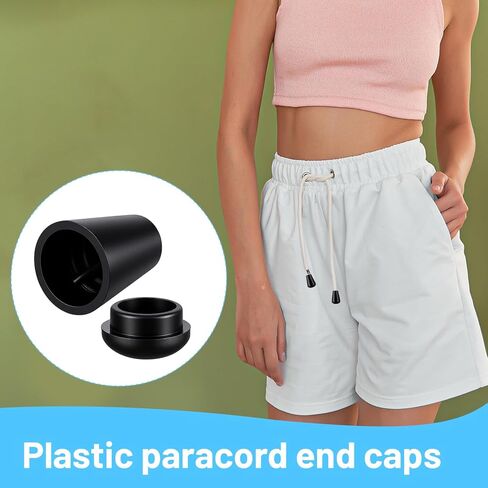 50PCS Plastic Paracord Cord Ends Caps, Black Cord Bell Stopper with Lid Lock for Drawstrings Clothes Shoelace Sweatpants Backpack, Bell End Stoppers Replacement in Kuwait