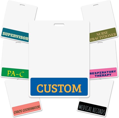 Bulk Custom Badge Buddies Vertical Badge Buddy ID Backer Cards (100 Pcs) - Double Sided Print with Border - Durable and Water Resistant Badge Buddy Ideal for Nurses, Doctors, White in Kuwait