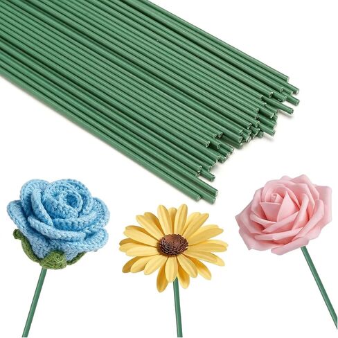 Green Floral Wire Stems for Pipe Cleaner Flowers – 100 Count Thick 8 Inch Stems for Crochet Flower Bouquets, Artificial Rose Making, DIY Floral Crafts & Wedding Decorations in Kuwait