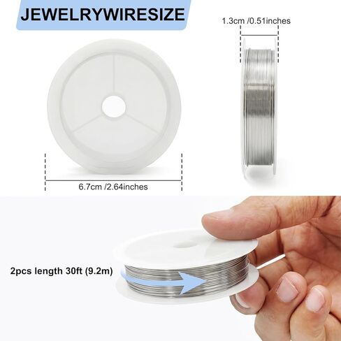 26 Gauge Aluminum Craft Wire, 2 Rolls 30 Feet 0.4mm Bendable Metal Wire for Jewelry Making, Sculpting, Floral Making, Wreath Making, Crafting, Wire Wrapping, Christmas Ornaments (Silver) in Kuwait