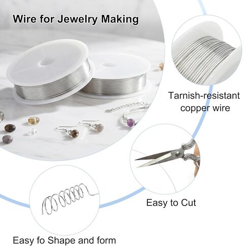 26 Gauge Aluminum Craft Wire, 2 Rolls 30 Feet 0.4mm Bendable Metal Wire for Jewelry Making, Sculpting, Floral Making, Wreath Making, Crafting, Wire Wrapping, Christmas Ornaments (Silver) in Kuwait